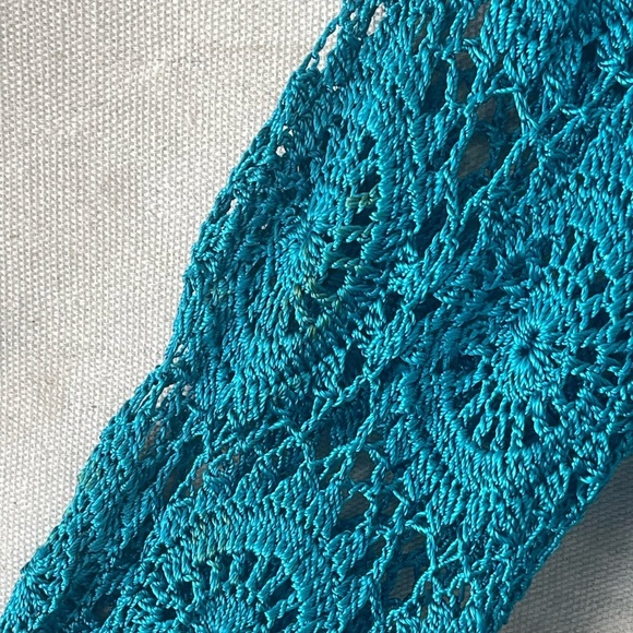 Joseph A. Blue Crochet Lace Overlay with 3/4 Sleeves - Picture 4 of 7
